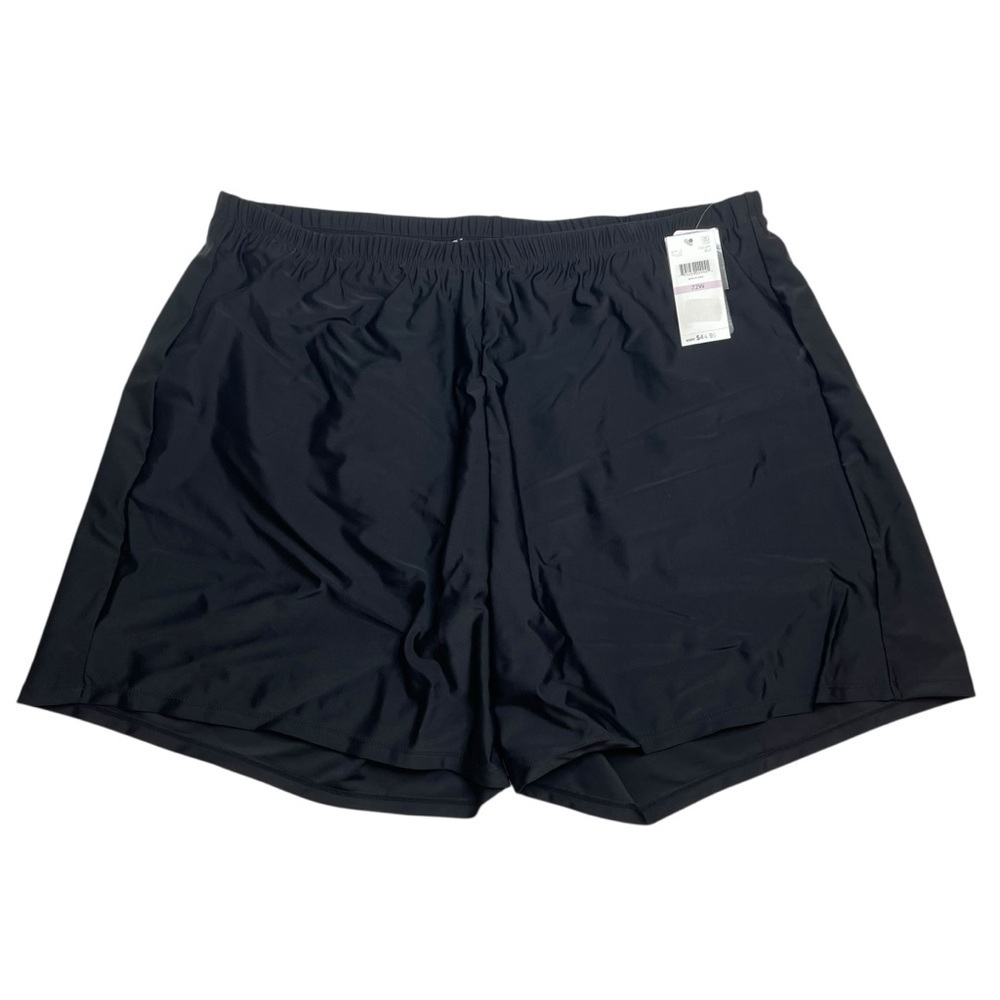 Island Escape Plus Size Swim Shorts Black 22 W New with Tags